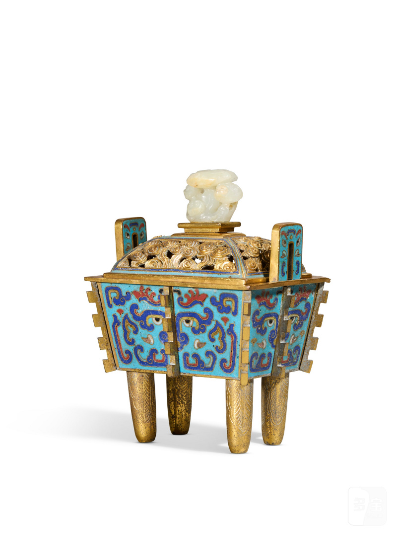 PETIT BRÛLE-PARFUM EN ÉMAUX CLOISONNÉS, FANGDING  CHINE, DYNASTIE QING, XVIIIE SIÈCLE - 图3